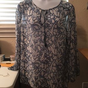 26 - 28 Lane Bryant shirt sheer blu floral tunic